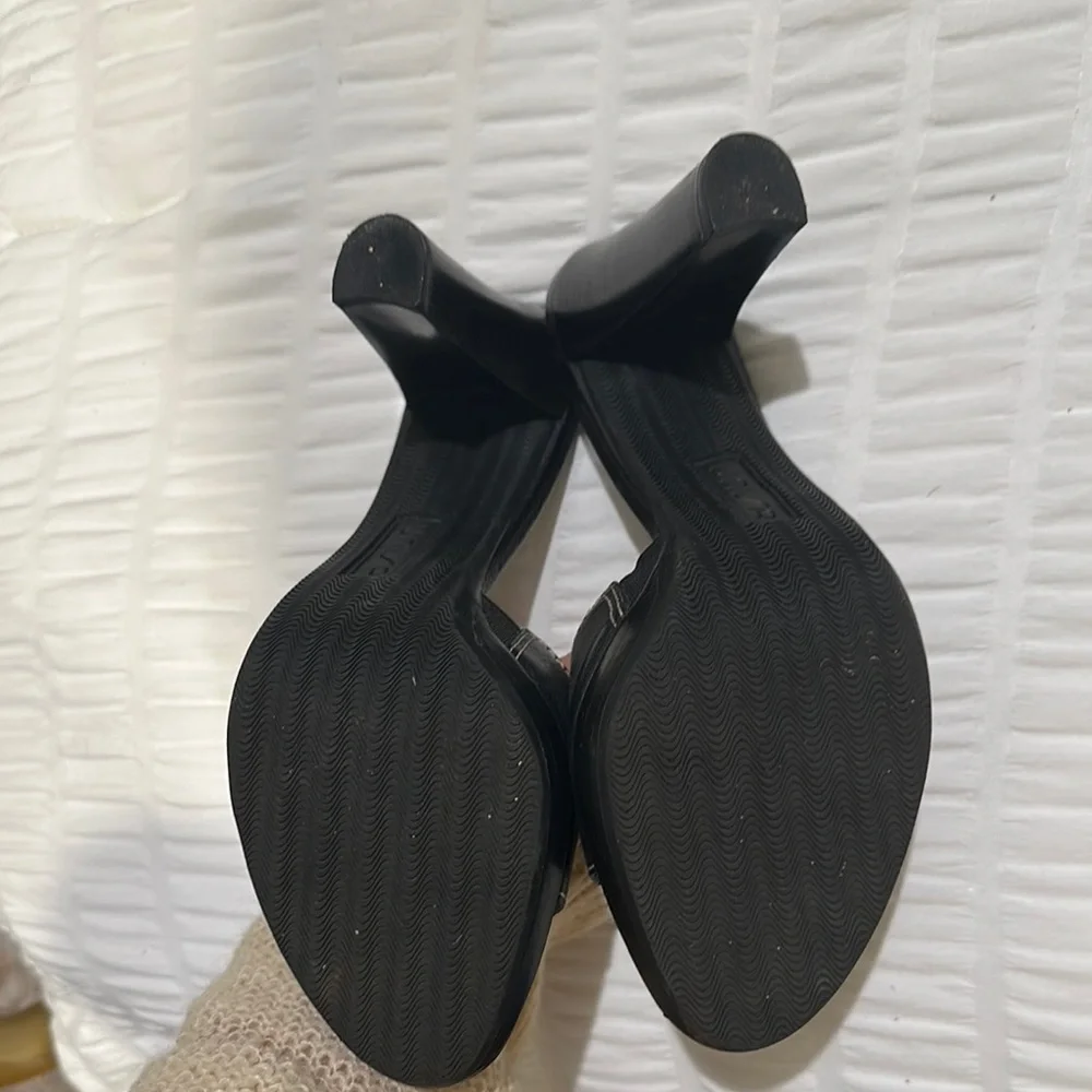 Unisa Black Studded High Heel Slide Sandals